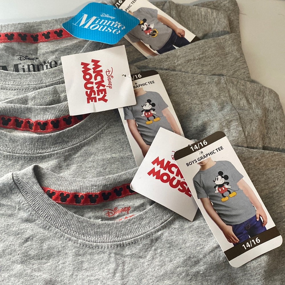 Three T-shirts Mickey and Minnie Mouse Disney Brand new